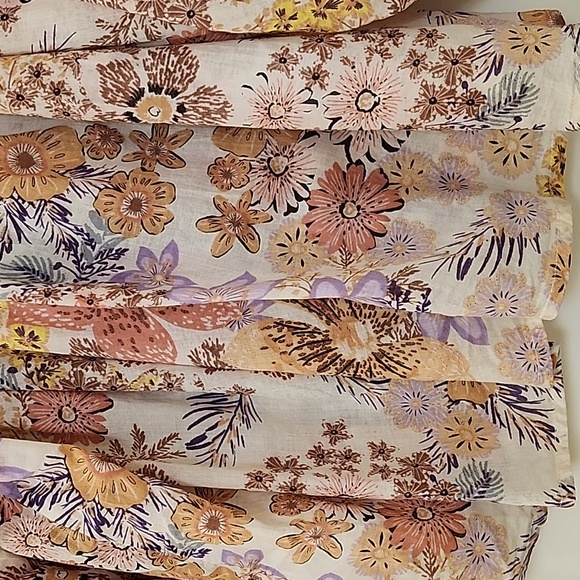 Anthropologie Karlie Floral  Puff Sleeve BOHO Pleat Top Pastel Size Small - Picture 15 of 16